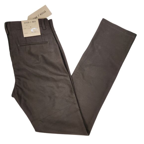 NEW Stitch Note Mens SNP-102 Green Slim Straight Fit Chino Pants 31x34